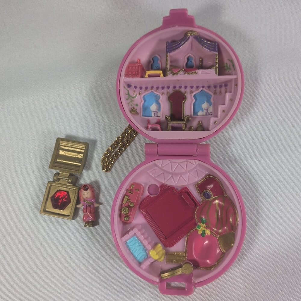 Polly Pocket Jeweled Palace 1992 Chest & Figure Blue Bird Toys Pink Red Compact